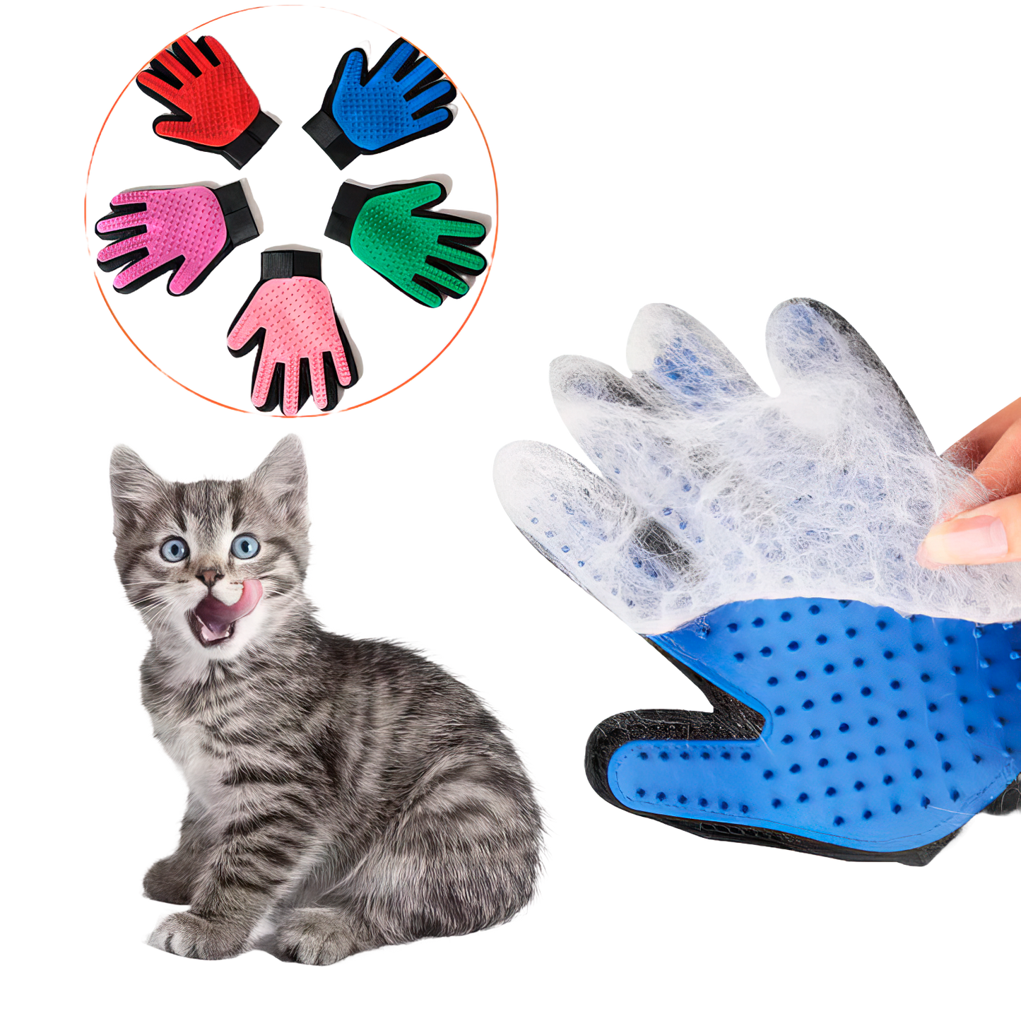 Pet Grooming Glove - Deshedding & Massage for Cats & Dogs