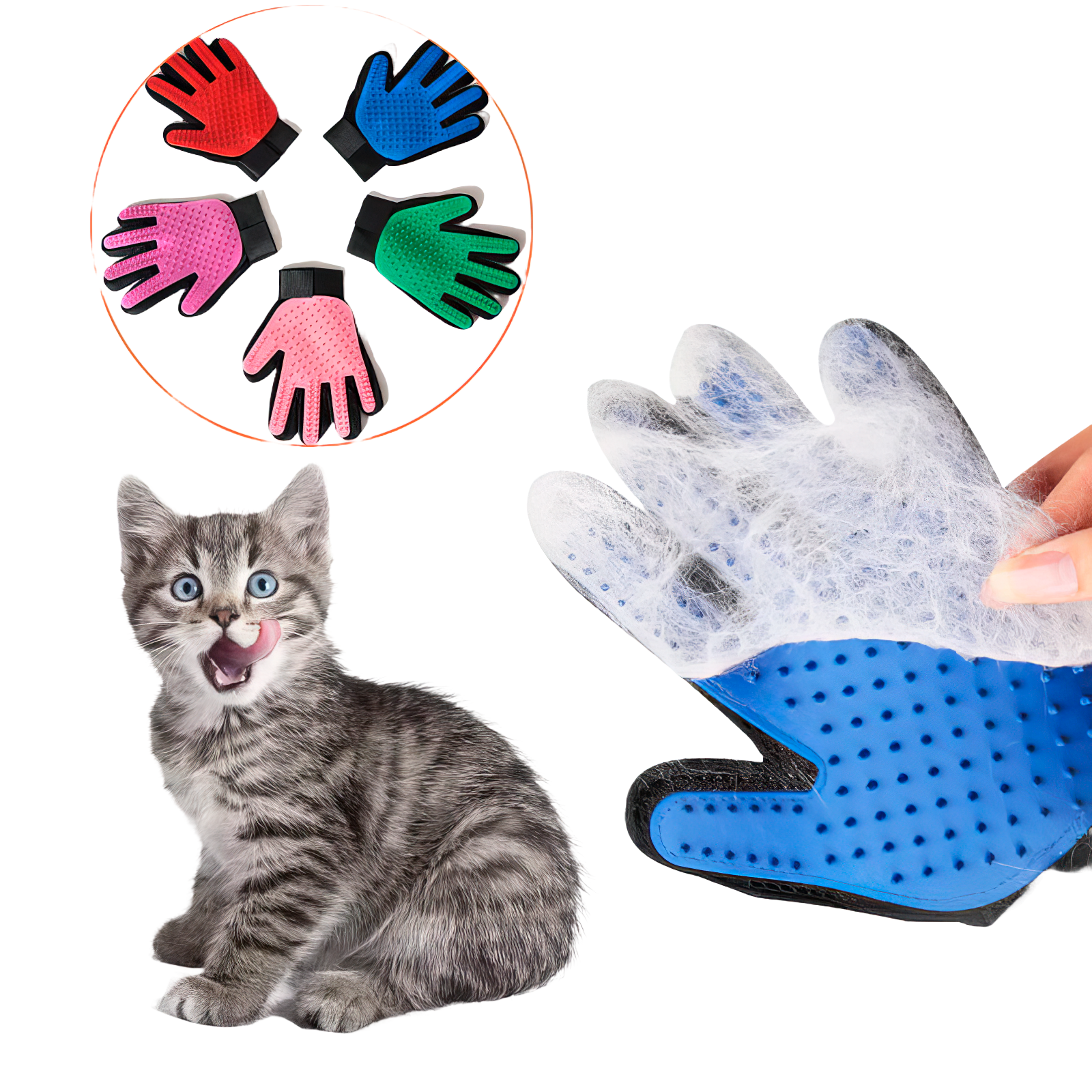 Pet Grooming Glove - Deshedding & Massage for Cats & Dogs