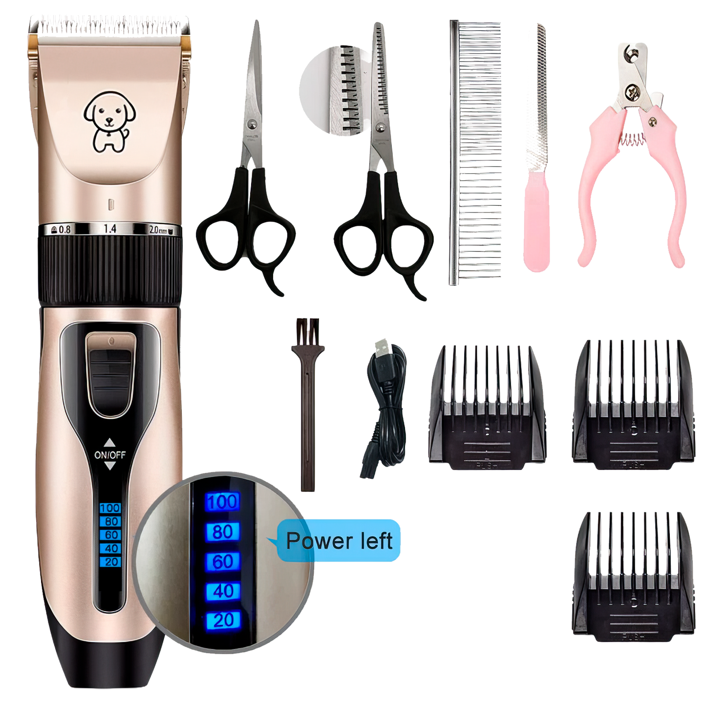 Dog Clipper Dog Hair Clippers Grooming (Pet/Cat/Dog/Rabbit) Haircut Trimmer Shaver Set Pets Cordless Rechargeable Professional