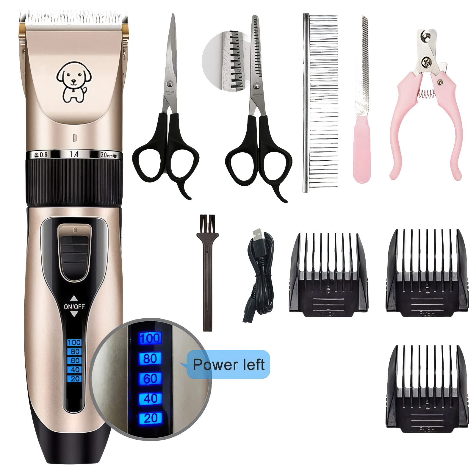 Dog Clipper Dog Hair Clippers Grooming (Pet/Cat/Dog/Rabbit) Haircut Trimmer Shaver Set Pets Cordless Rechargeable Professional