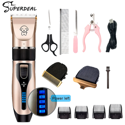 Dog Clipper Dog Hair Clippers Grooming (Pet/Cat/Dog/Rabbit) Haircut Trimmer Shaver Set Pets Cordless Rechargeable Professional