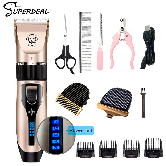 Dog Clipper Dog Hair Clippers Grooming (Pet/Cat/Dog/Rabbit) Haircut Trimmer Shaver Set Pets Cordless Rechargeable Professional