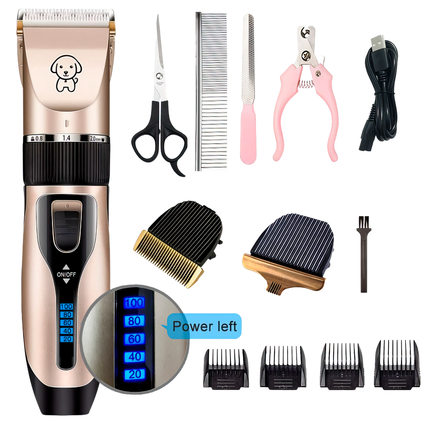 Dog Clipper Dog Hair Clippers Grooming (Pet/Cat/Dog/Rabbit) Haircut Trimmer Shaver Set Pets Cordless Rechargeable Professional