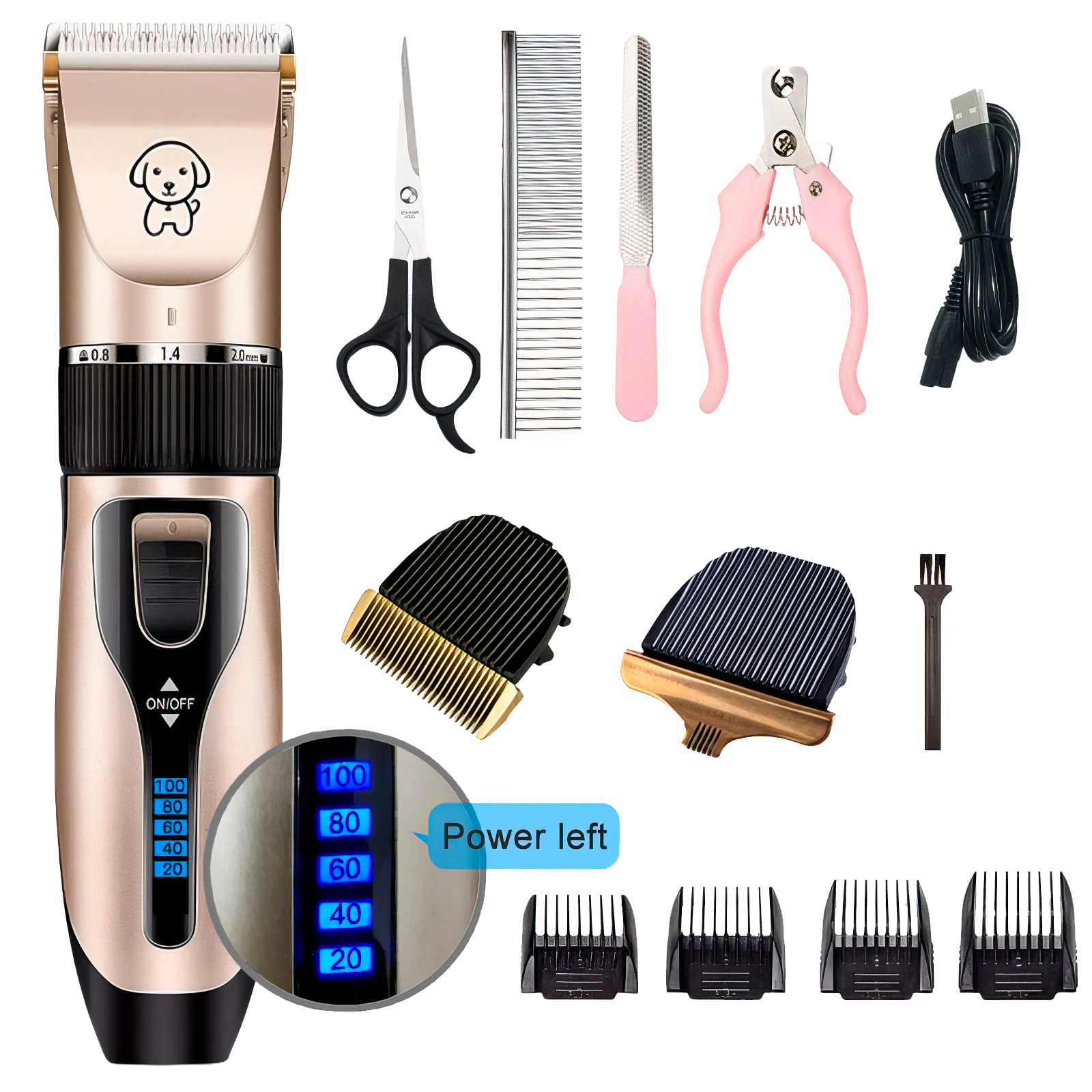 Dog Clipper Dog Hair Clippers Grooming (Pet/Cat/Dog/Rabbit) Haircut Trimmer Shaver Set Pets Cordless Rechargeable Professional