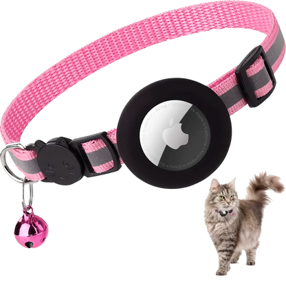 Reflective Breakaway Cat Collar with AirTag Holder & Bell – Adjustable for All Cats (0.4 inches)