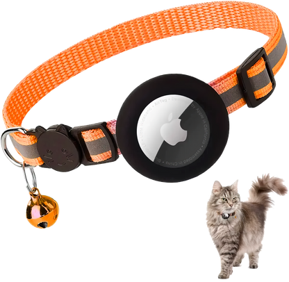 Reflective Breakaway Cat Collar with AirTag Holder & Bell – Adjustable for All Cats (0.4 inches)