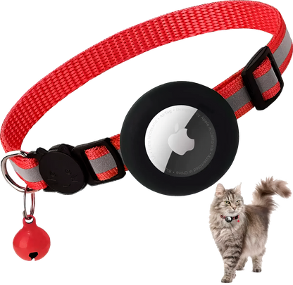 Reflective Breakaway Cat Collar with AirTag Holder & Bell – Adjustable for All Cats (0.4 inches)