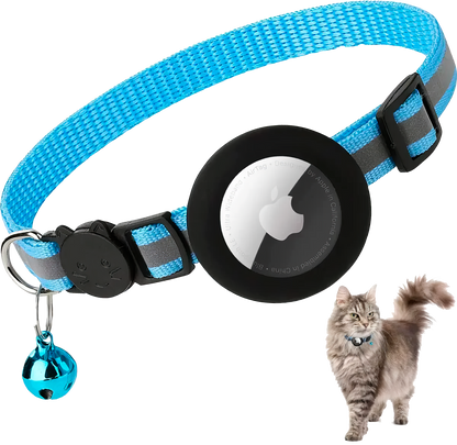 Reflective Breakaway Cat Collar with AirTag Holder & Bell – Adjustable for All Cats (0.4 inches)