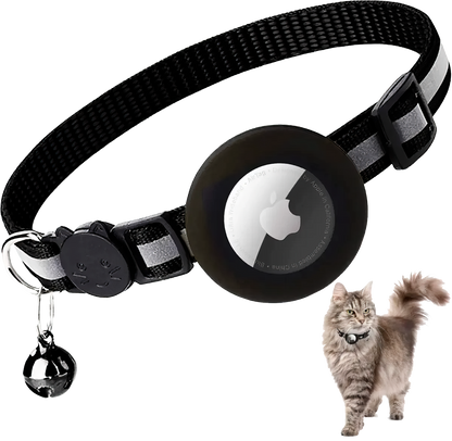 Reflective Breakaway Cat Collar with AirTag Holder & Bell – Adjustable for All Cats (0.4 inches)