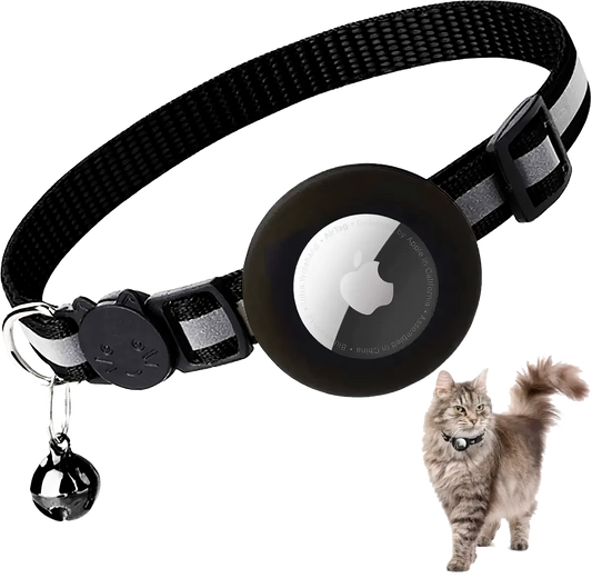 Reflective Breakaway Cat Collar with AirTag Holder & Bell – Adjustable for All Cats (0.4 inches)