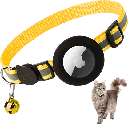 Reflective Breakaway Cat Collar with AirTag Holder & Bell – Adjustable for All Cats (0.4 inches)