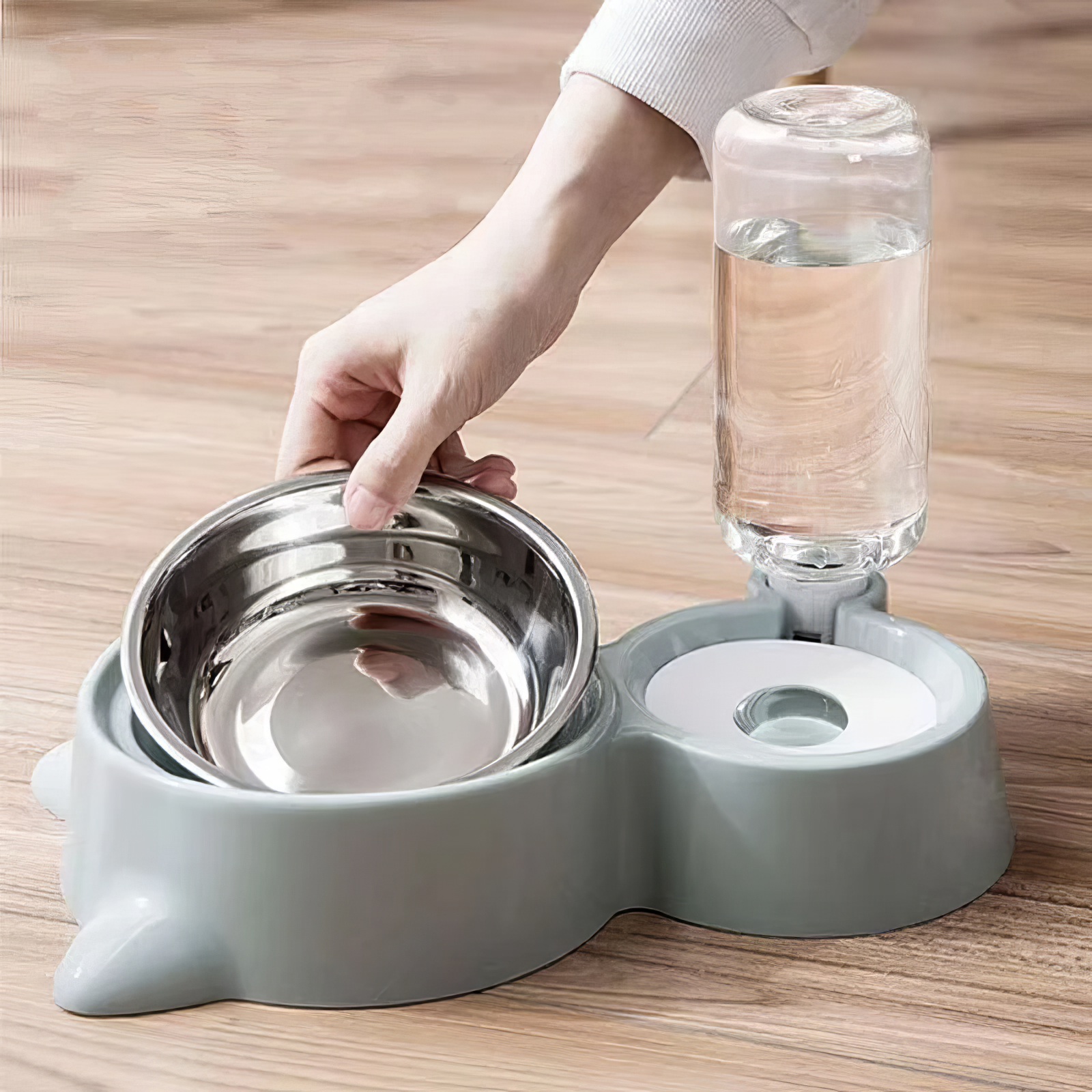 2-in-1 Cat Bowl & Water Dispenser - Automatic Pet Feeder and Waterer for Dogs & Cats