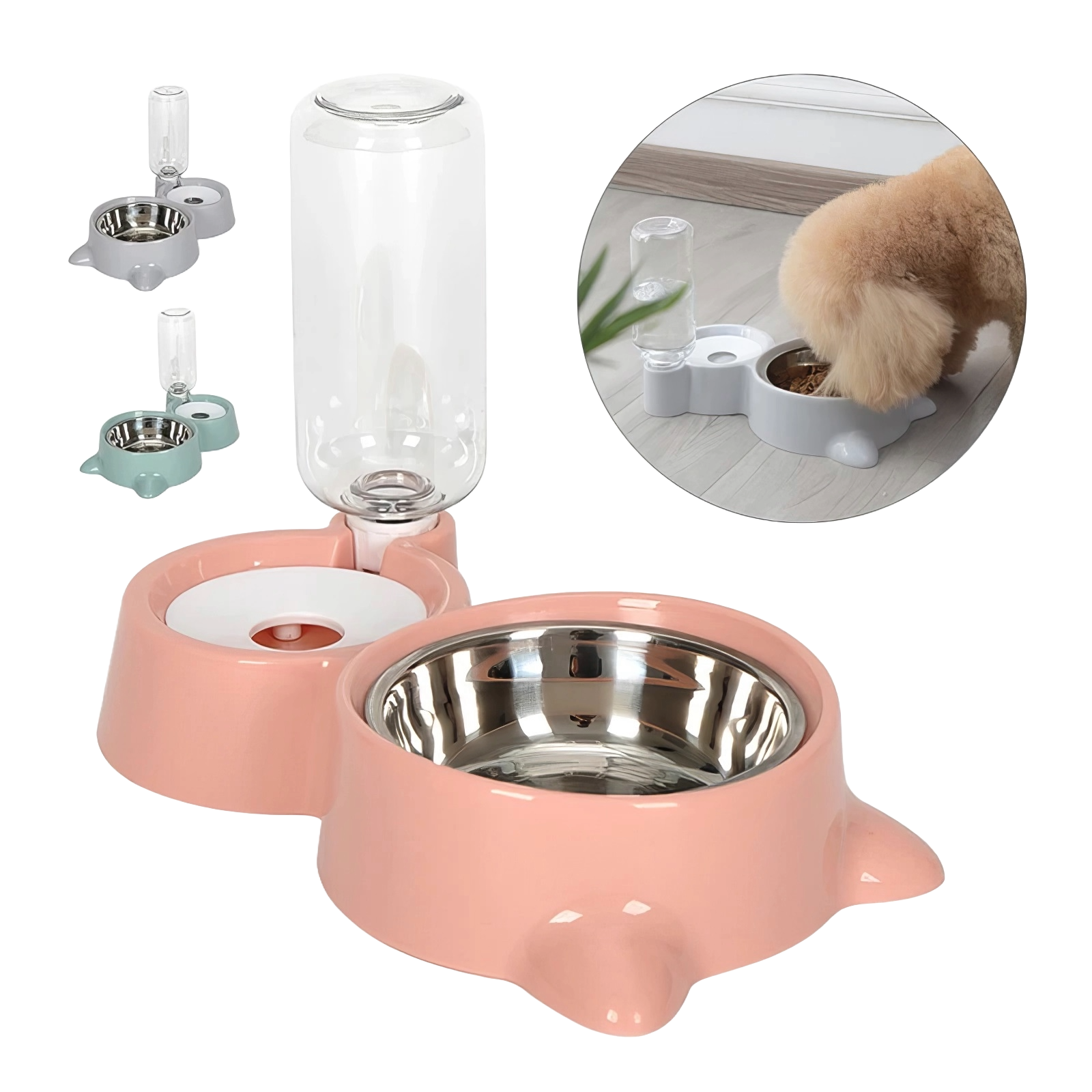 2-in-1 Cat Bowl & Water Dispenser - Automatic Pet Feeder and Waterer for Dogs & Cats