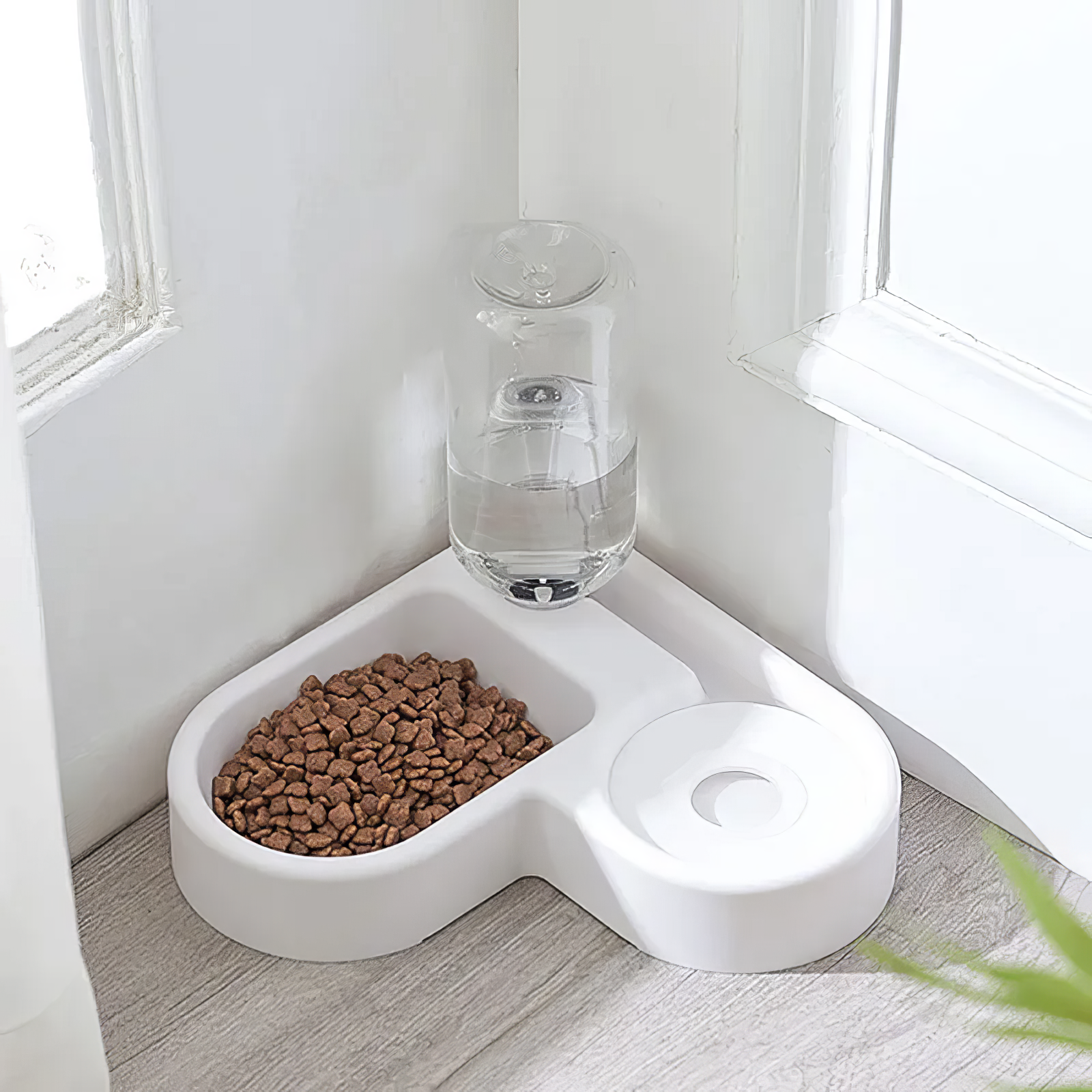 2-in-1 Cat Bowl & Water Dispenser - Automatic Pet Feeder and Waterer for Dogs & Cats