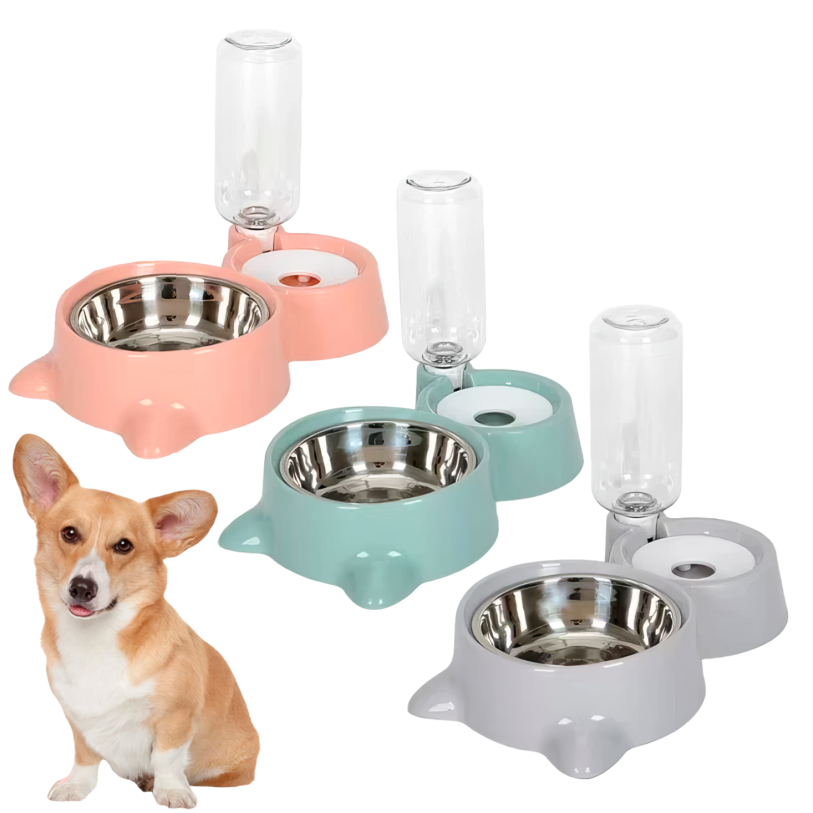 2-in-1 Cat Bowl & Water Dispenser - Automatic Pet Feeder and Waterer for Dogs & Cats