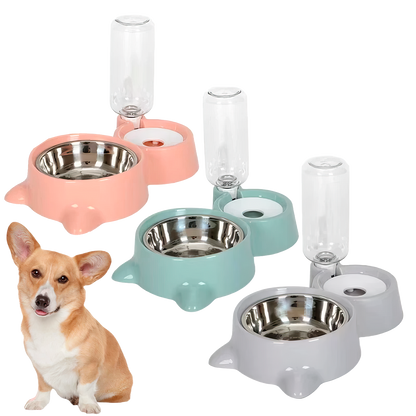 2-in-1 Cat Bowl & Water Dispenser - Automatic Pet Feeder and Waterer for Dogs & Cats