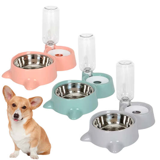 2-in-1 Cat Bowl & Water Dispenser - Automatic Pet Feeder and Waterer for Dogs & Cats