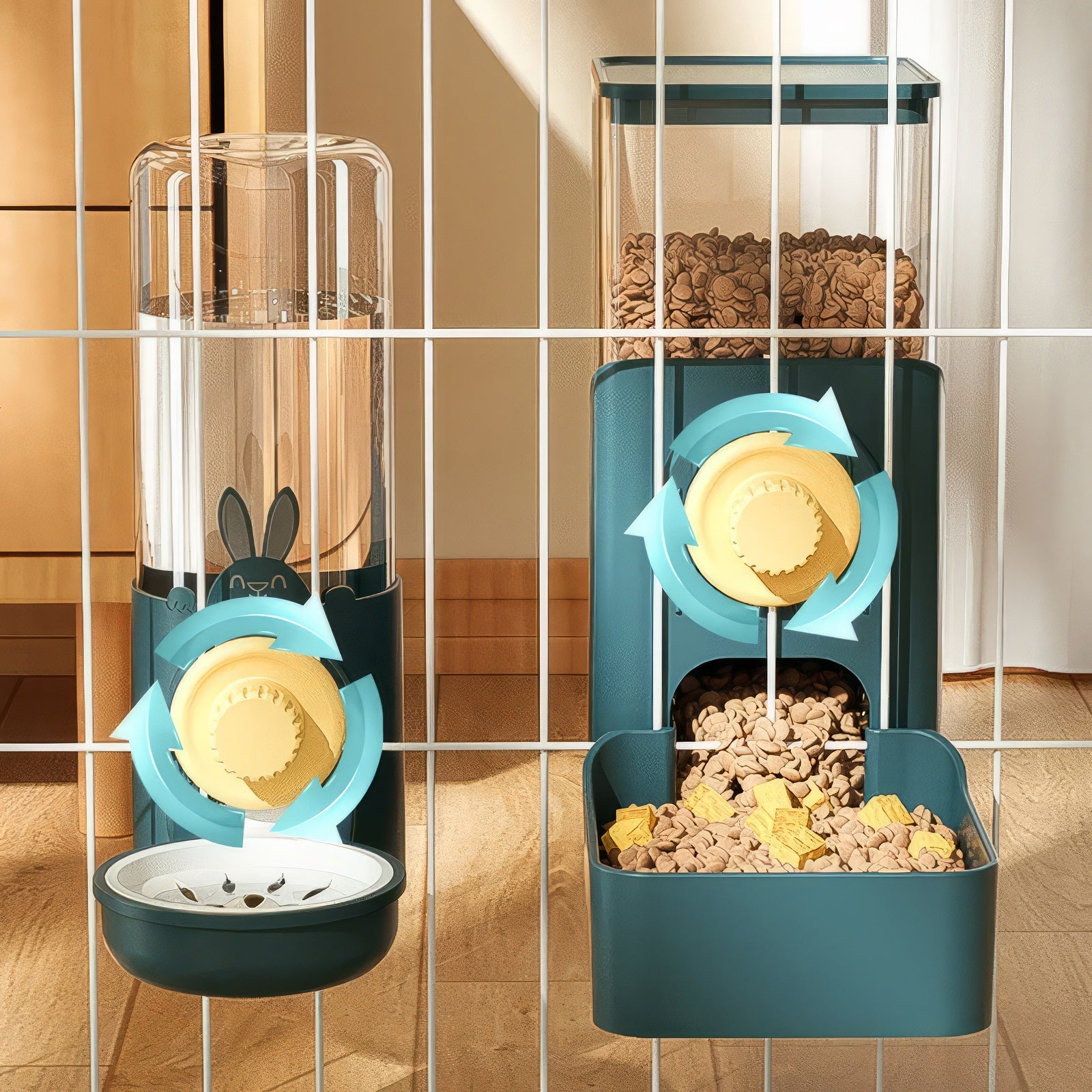 Hanging Automatic Pet Feeder & Water Dispenser for Cages