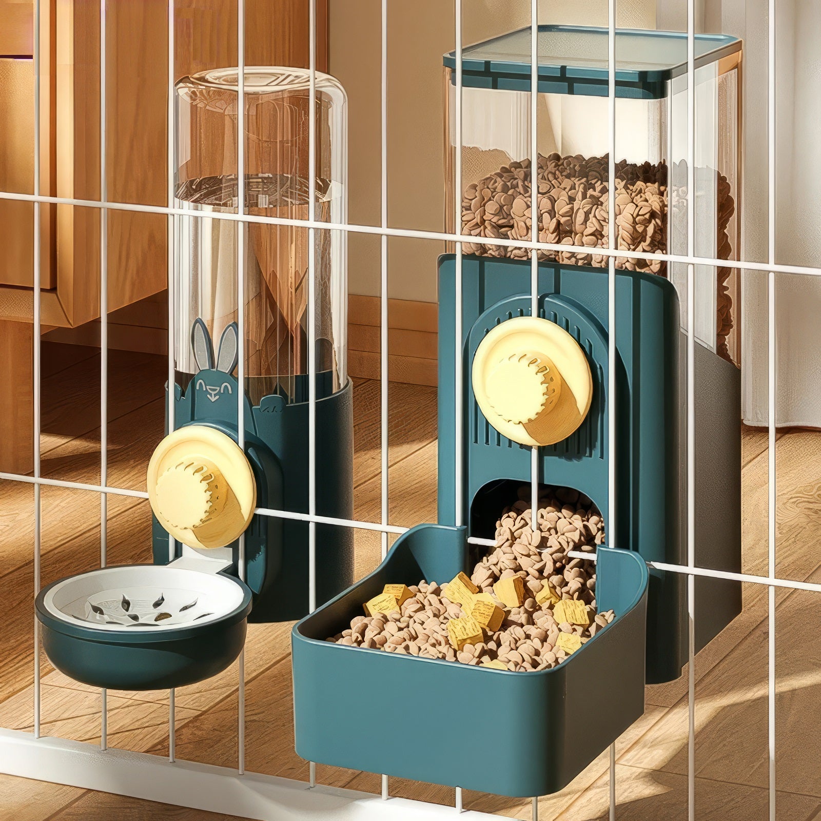 Hanging Automatic Pet Feeder & Water Dispenser for Cages