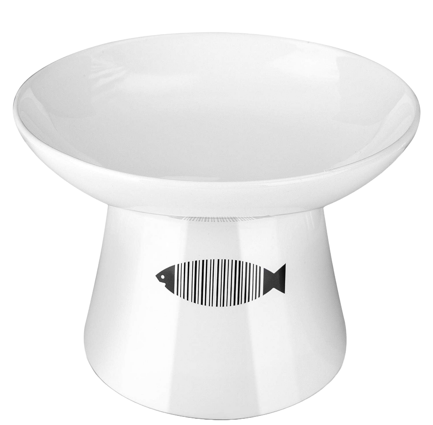Raised Ceramic Cat Bowl – Non-Skid, Sturdy & Anti-Fall Design (White, 4.8x6.4in)