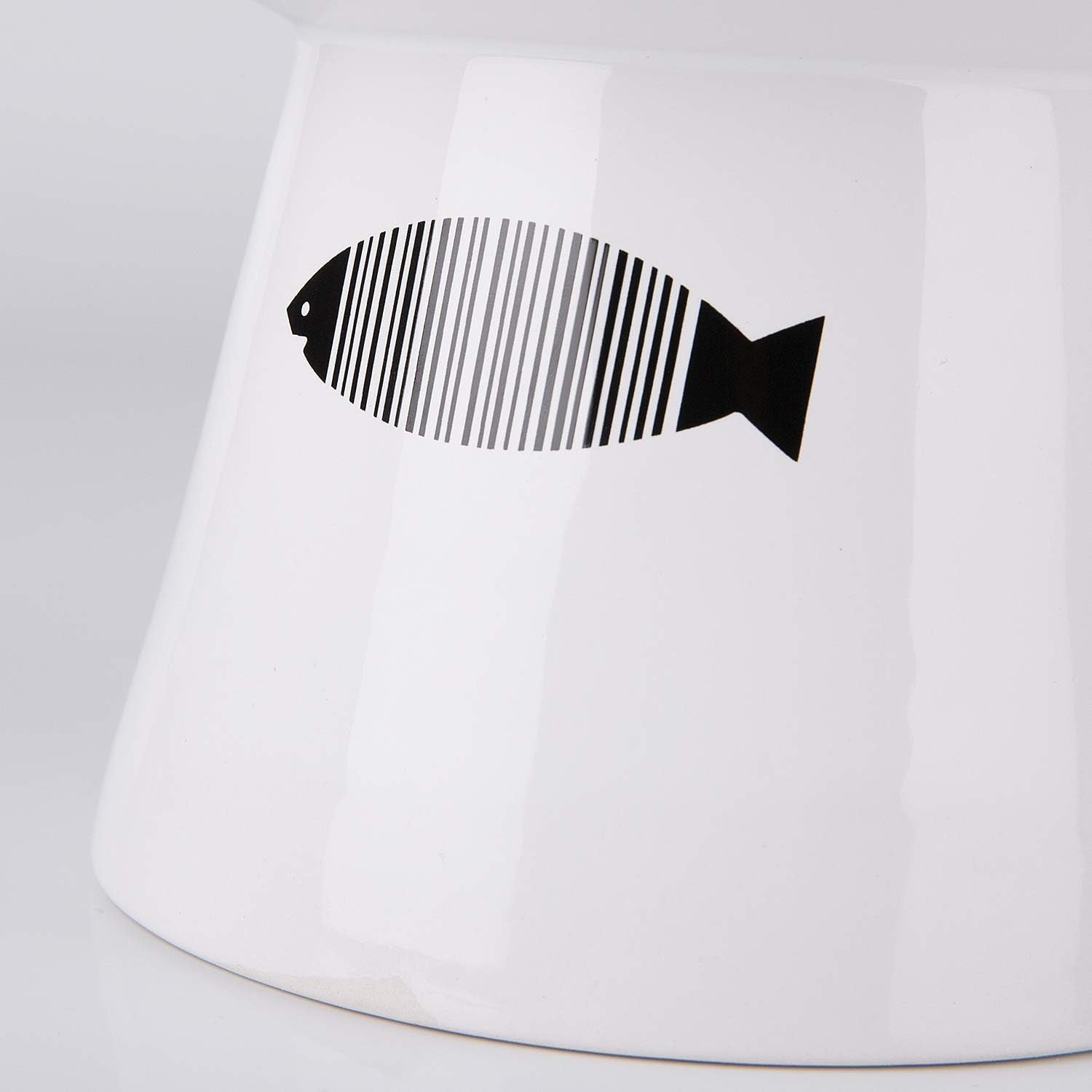 Raised Ceramic Cat Bowl – Non-Skid, Sturdy & Anti-Fall Design (White, 4.8x6.4in)