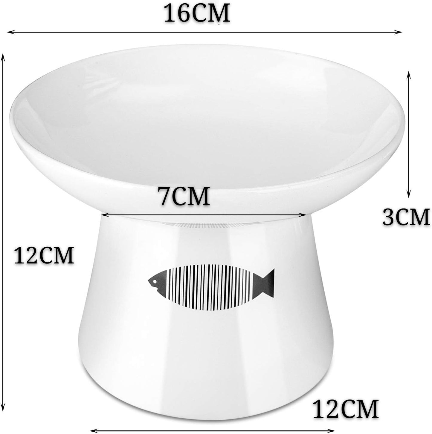 Raised Ceramic Cat Bowl – Non-Skid, Sturdy & Anti-Fall Design (White, 4.8x6.4in)