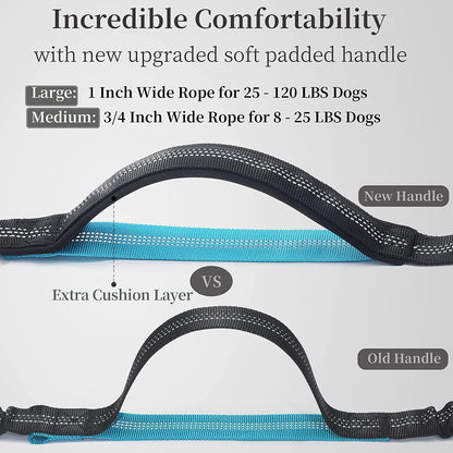 Hands-Free Dog Leash with Zipper Pouch, Padded Handles, and Bungee for Walking, Jogging & Running